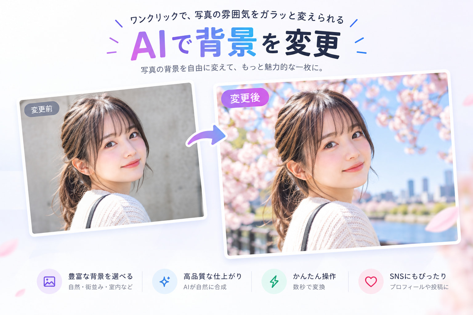 背景変更のサンプル画像