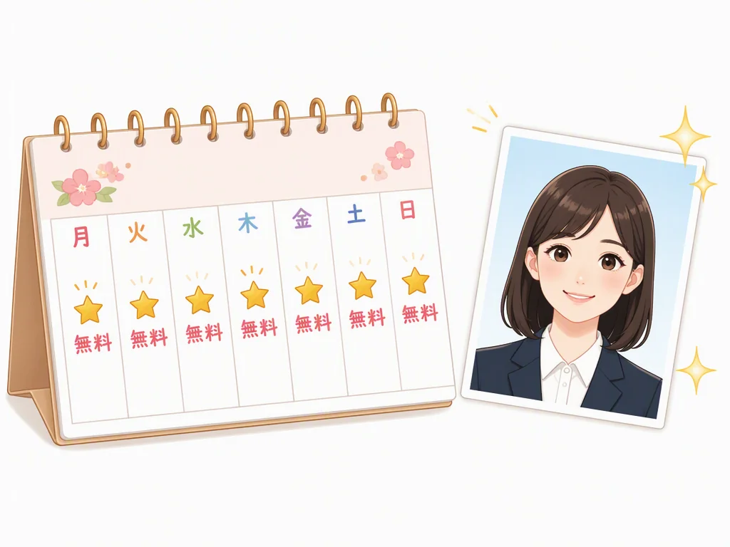 毎日無料で使えるAI証明写真のカレンダーイメージ
