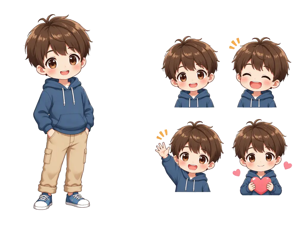 イラストレーターがデジタルタブレットでLINEスタンプ AI生成を活用する制作シーン