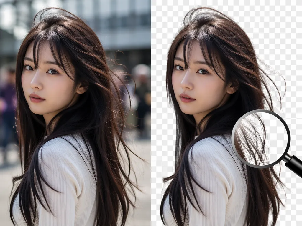 AIが写真の背景を高精度で自動削除し、被写体だけを美しく切り抜くイメージ