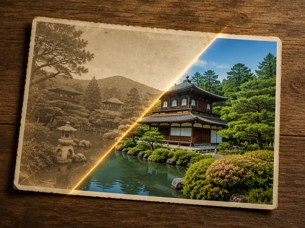 AI写真修復で古い家族写真が鮮やかによみがえるイメージ